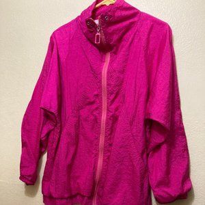 Vintage Milano Sport Pink Lined Nylon Windbreaker Track Jacket Size Adult Medium